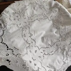 Vintageバテンレース ホワイト手刺繍 レースカーテン フリークロス
