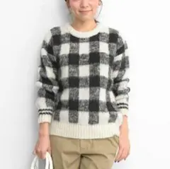(K11194) 新品 URBAN RESEARCH ブロックチェック起毛ニット