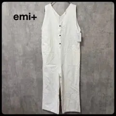 # emi+ フロントボタン ワイドオールインワン ホワイト　ノースリーブ