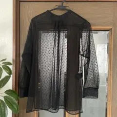 ドット柄 シースルー 長袖 ブラウス ブラック side 36 MACPHEE - メルカリ