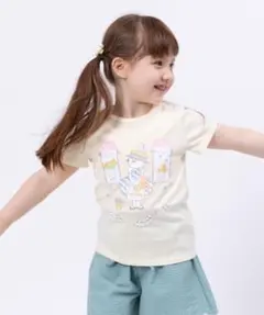 美品☆CAYA虫除けmimiちゃん＆piouちゃんお花プリント☆Tシャツ☆140のサムネイル