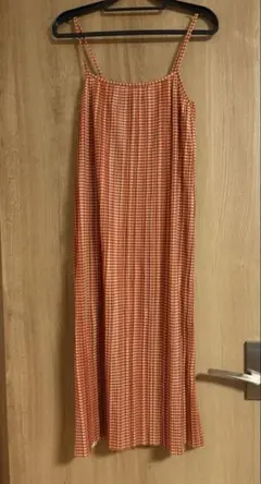 Zara オレンジギンガムチェックワンピース