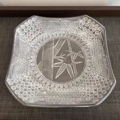 萬古焼 銀峯 花三島 大皿 隅切角皿 八角形 竹と菊の文様 29cm