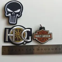 スカルデザイン刺繍パッチとHarley-Davidsonパッチセットのサムネイル
