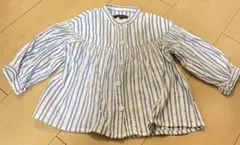 青と白ストライプ 長袖シャツ