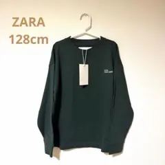 新品【ZARA】長袖Tシャツ★コットン グリーン ロゴ