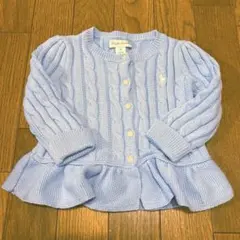 【美品】ラルフローレンベビー　ケーブルコットンペプラムカーディガン　18m