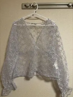 ZAVA 薄紫 レース Vネック トップス