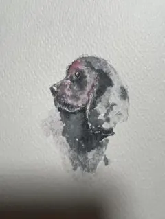 犬の水彩画（フレーム付き）wan-145