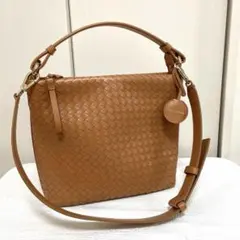 コールハーン　スモールウォーブン レザー 2way バッグ チャーム付き