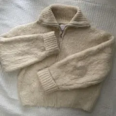 ZARA ジップアップニットカーディガン モヘア　レディースs m ショート丈