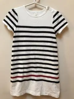 【無印良品】半袖ボーダーワンピース 90㎝ キッズ