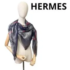 希少美品　エルメス　HERMES カレ140　スカーフ　モスリン　シルク　レッド HERMES - エルメス HERMES スカーフ カレ140 Robe du Soir