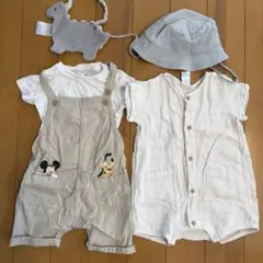 H&M ミッキー プルート オーバーオール 、ベビーロンパース、帽子、スタイ