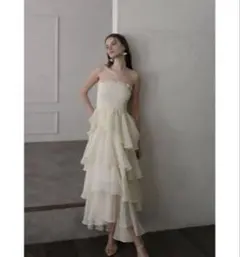 maison celon frilly tiered dress ivory - メルカリ