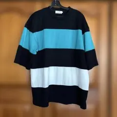 値下げ☆青と黒と白のストライプTシャツ厚手素材