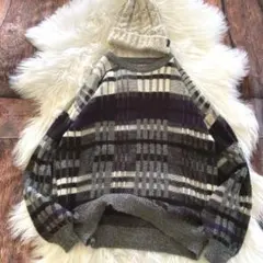 U.S.A製 古着 デザインニット セーター 太アーム オーバーサイズ チェック