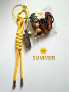 【今だけ価格】ガチャ詰めポーチ　夏　Hawaii　yellow　ジャラジャラ