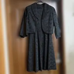 ブラック　波模様ジャケットドレスセット