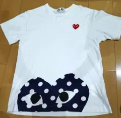 コムデギャルソン Tシャツ 水玉 ドット 赤ハート ホワイト 半袖 サイズ
