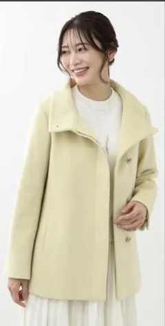 バターイエロー ウール混合 コート
