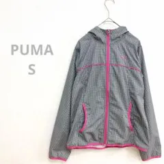 【極美品】PUMA プーマ ウィンドブレーカー S 千鳥格子 ピンク ロゴ入り