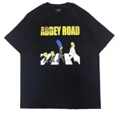 The Simpsons Abbey Road パロディTシャツ ブラック L
