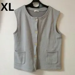グレー XL ベスト ボタン ポケット 裏起毛