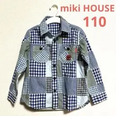 【美品】ミキハウス パッチワーク風 長袖シャツ 110㌢