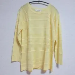 VINO ROUGE マルチボーダー長袖ニット イエロー LL 新品