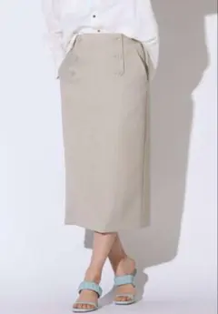 1回着用　美品　ロートレアモン　フロントボタンスカート　ベージュ　ミモレ丈