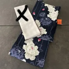 新品☆呉服屋♪吸水速乾！大人上品な紺　牡丹　上品な夏着物　浴衣３点セット 新品☆呉服屋♪吸水速乾！大人上品な紺 牡丹 上品な夏着物 浴衣3点