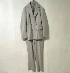 パンツスーツ ダブルブレスト ライト グレー 洗えるスーツ 洗濯 S