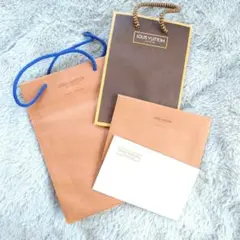 平成時代ルイヴィトンショッパー 小型 2枚ブラウン手提げ紙袋と封筒2枚