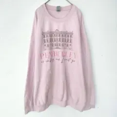 ギルダン スウェット 長袖 洋館プリント ピンク 綿ポリエステル 2XL