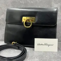 ⭐️フェラガモ⭐️ガンチーニ 2way ショルダーバッグ ブラック レザー