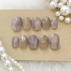 ブラウンニュアンス×マグネットネイルチップ⟡.* 上品 大人