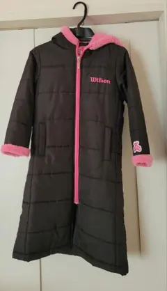 Wilson 120 フード付きベンチコート 黒/ピンク
