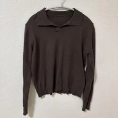 Dazy ブラウン ポロシャツスタイル 長袖ニット