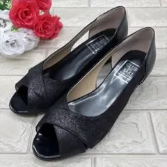 ❤️極美品❤️ CLUB DE SAKI オープントゥ　ウェッジソール　ブラック
