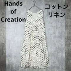 Hands of Creation 麻　日本　水玉　ワンピース　白　ノースリのサムネイル