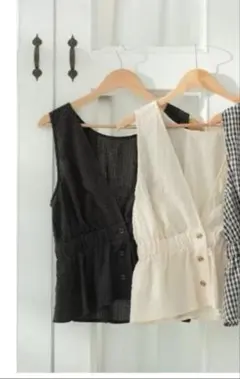 【tal.by yumi】 しまむら ブラック チェック柄 ビスチェ ベスト