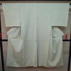 M20-25 男物 正絹 小紋の着物 単衣 緑系 踊り・舞台などに