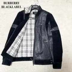 美品　バーバリーブラックレーベル　レザージャケット　ライダース　ノバチェック