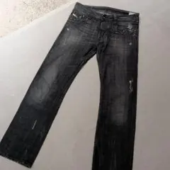 00s gimmick pockets black flare denimY2K - メルカリ