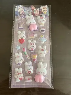 12) ウサギキャラクター立体シール