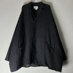 FLAX ブラック リネン シャツ ジャケット カバーオール L 黒 - メルカリ