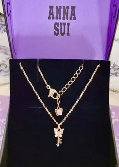 【美品】ANA SUI ネックレス　鍵x蝶ペンダント　シルバー925 ゴールド