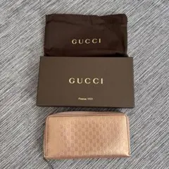GUCCI ベージュレザー長財布 GGパターン