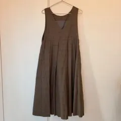 KBF ブラウン系チェックノースリーブワンピース